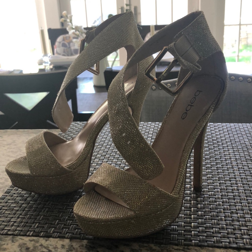 Bebe gold sparkly heels